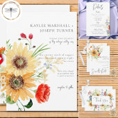 Invitation Fleurs sauvages d'été rustiques & Tournesols