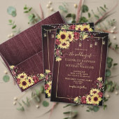Invitation Tournesol de Bourgogne Mariage de script rustique  (Personnalisez la collection de ce créateur indépendant. Test)