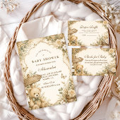 Invitation Fête de naissance ourson rustique