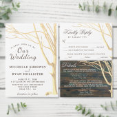 Rustic Dark Wood White Script Weddenschap Menu (Personaliseer de collectie van deze zelfstandige maker.)