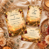 Save The Date Mariage Romantique d'Automne Tuscan Rustique