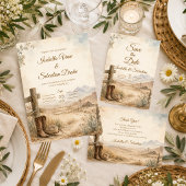 Invitation Mariage rustique dans le désert occidental