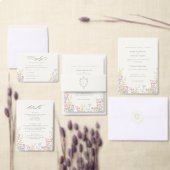 Meadow Wildflower Green Garden Wedding Invitation Kaart (Personaliseer de collectie van deze zelfstandige maker.)