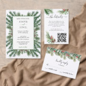Invitation Rustic Winter Berry Pine Mariage de verdure (Personnalisez la collection de ce créateur indépendant. )