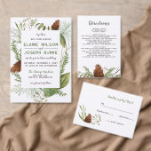 Invitation Carte Postale Mariage de cône de pin conifère rustique Rsvp (Personnalisez la collection de ce créateur indépendant. )