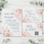 Rustic Pink Floral Spring Wedding Invitations (Personnalisez la collection de ce créateur indépendant.)