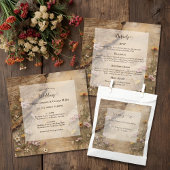 Invitation Rustic Wooden Bohemian Floral Wedding all in one 