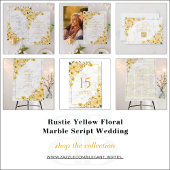 Numéro De Table Rustic Yellow Floral Marble Reception Wedding
