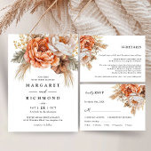 Invitation Rusty Terracotta Mariage Floral Enregistrer La Dat