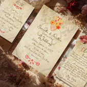 Rustic Baroque Floral Mexican Wedding RSVP Kaartje