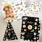 Safari dier 1e verjaardag jongen leeftijd papier p feesthoedjes