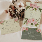 Save The Date Élégant Mariage floral rose pâle
