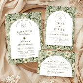 Save The Date Sage Botanical Arch Elegant Wedding