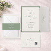 Invitation Minimal Sage Green Wedding Thank You Card
