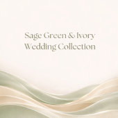 Sage Green and Ivory Modern Wave Wedding Kaart