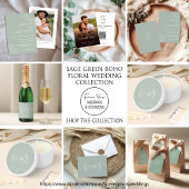 Numéro De Table Boho Floral Sage Green Calligraphie