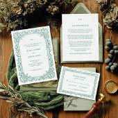 Sticker Rond Simple Vert Sauge avec Monogramme | Mariage