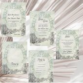 Salie Groene Tuinboog Botanische Trouwreceptie Menu