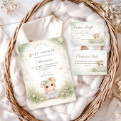 Invitation Sage Green Bunny Floral Baby Shower
