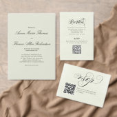 Invitation Sage Green Botanical Classic Formal Script Wedding (Personnalisez la collection de ce créateur indépendant. )