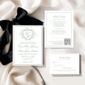 Sticker Rond Sage green crest monogram wedding