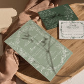 Invitation  Sage Green Floral Boho QR Code Photo Wedding