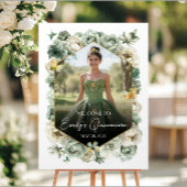 Gobelets En Papier Sage Green Floral Butterfly Tiara Quinceañera