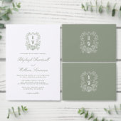 Programme de mariage au monogramme vintage vert sa (Personnalisez la collection de ce créateur indépendant.)