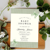 Serviette En Papier Sage Green En vichy Baby shower Invitation et vach