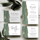 Invitations En Acrylique Mariage moderne Sage Green Gold Agate