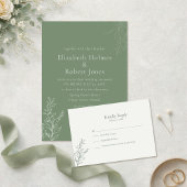 Invitation Mariage Botanique Minimaliste Vert Sauge