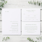 Sage Green Monogram Modern Wedding Ronde Sticker (Personaliseer de collectie van deze zelfstandige maker.)