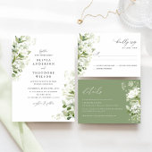 Invitation Sage Green Organic Greenery Watercolor Wedding