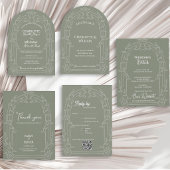 Invitation Sage Green Ornate Arch Botanical Wedding