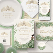 Invitation Mascarade Masque moderne Sage Green Quinceanera