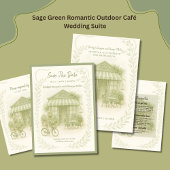 Invitation café mariage extérieur vert romantique