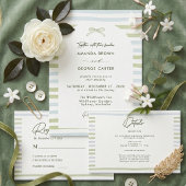 Étiquette Mariage à ruban vert sauge 