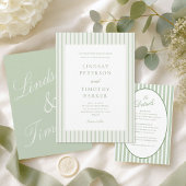 Cartes de menu de table de mariage vert classique