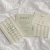 Invitation Sage Green Stripes Wedding