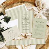 Cartes de table de mariage à rayures vertes