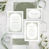 Sage Green  Lijst Elegant Script Bedankkaart