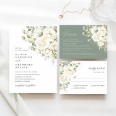Signe De Table Sage Green White Floral Elegant Wedding Bar Menu