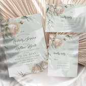 Sage Greenery White Rose Wedding Save The Date
