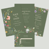 Sage Groene Wildbloemen Trouwtafel Nummer Kaart