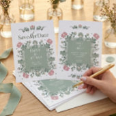 Menu Mariage Champêtre Fleur Sauvage Vert Sauge