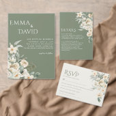 Invitation Formal Sage Green avec ivoire fleuri Jardin Mariag (Personnalisez la collection de ce créateur indépendant. )
