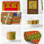 Invitation Fun Reindee Rouge Vert Golden Christmas Party