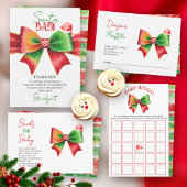 Sticker Rond Santa Baby shower bow and Santa hat Christmas