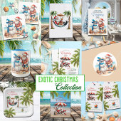 Assiettes En Carton Santa and Snowman Mele Kalikimaka Christmas