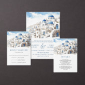 Cartons Réponse Watercolor Santorini Greece Wedding (Personnalisez la collection de ce créateur indépendant.)